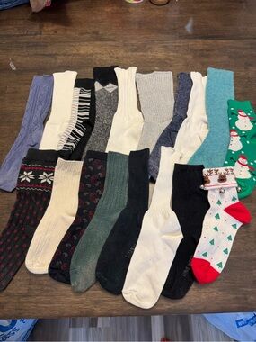 Vintage Women’s Mismatched Socks 18-pc Bundle Lot